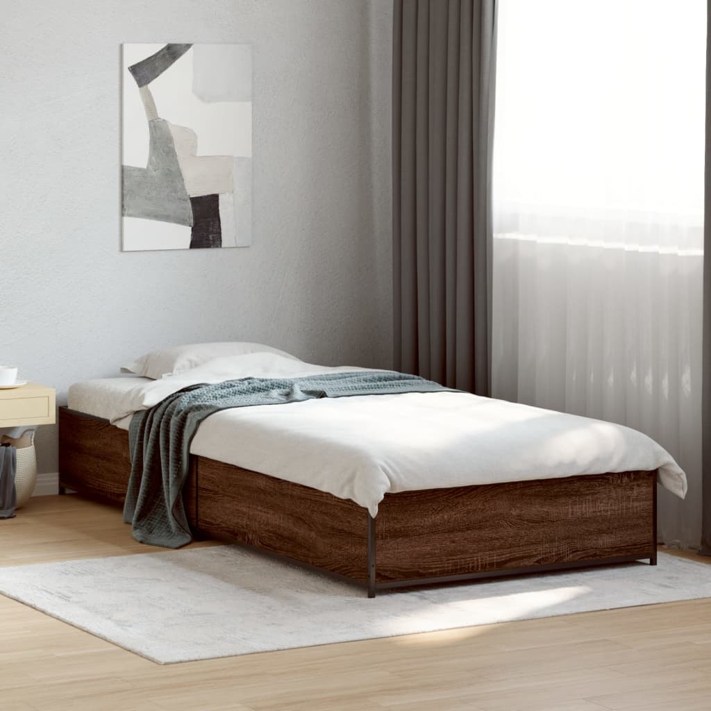 Bed Frame without Mattress Brown Oak 90x200 cm